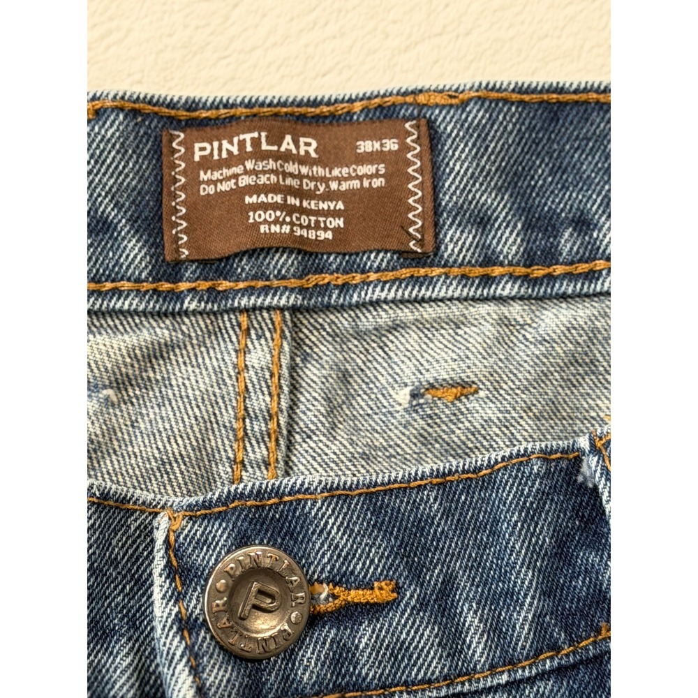 Pintlar Jeans Mens 38x36 Blue Good Straight Leg 100% Cotton Rugged Denim - Picture 4 of 12